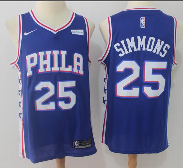 2017 NBA Men Philadelphia 76ers #25 Simmons Blue Nike Jersey->->NBA Jersey